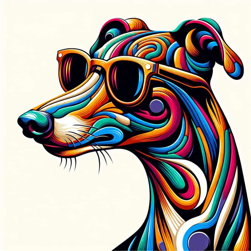 Greyhound in Pop Art Style with Sunglasses