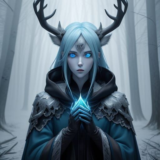 Anime Wendigo Girl in Mystical Forest