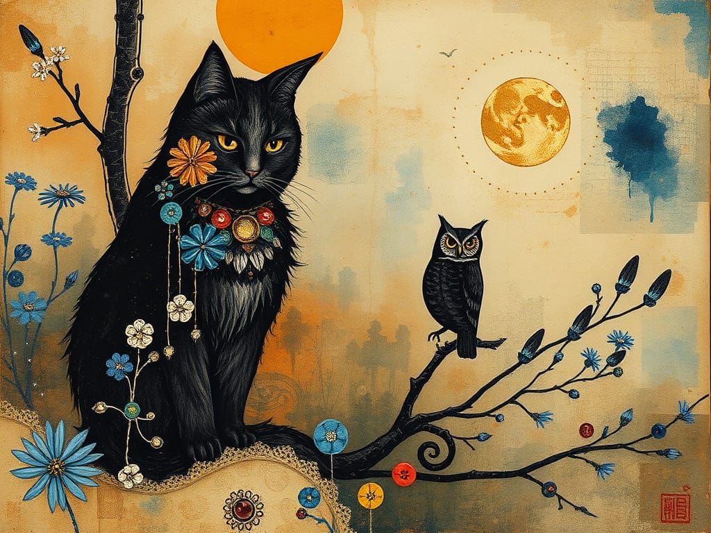 Mixed Media Masterpiece in Vibrant, Earthy Tones