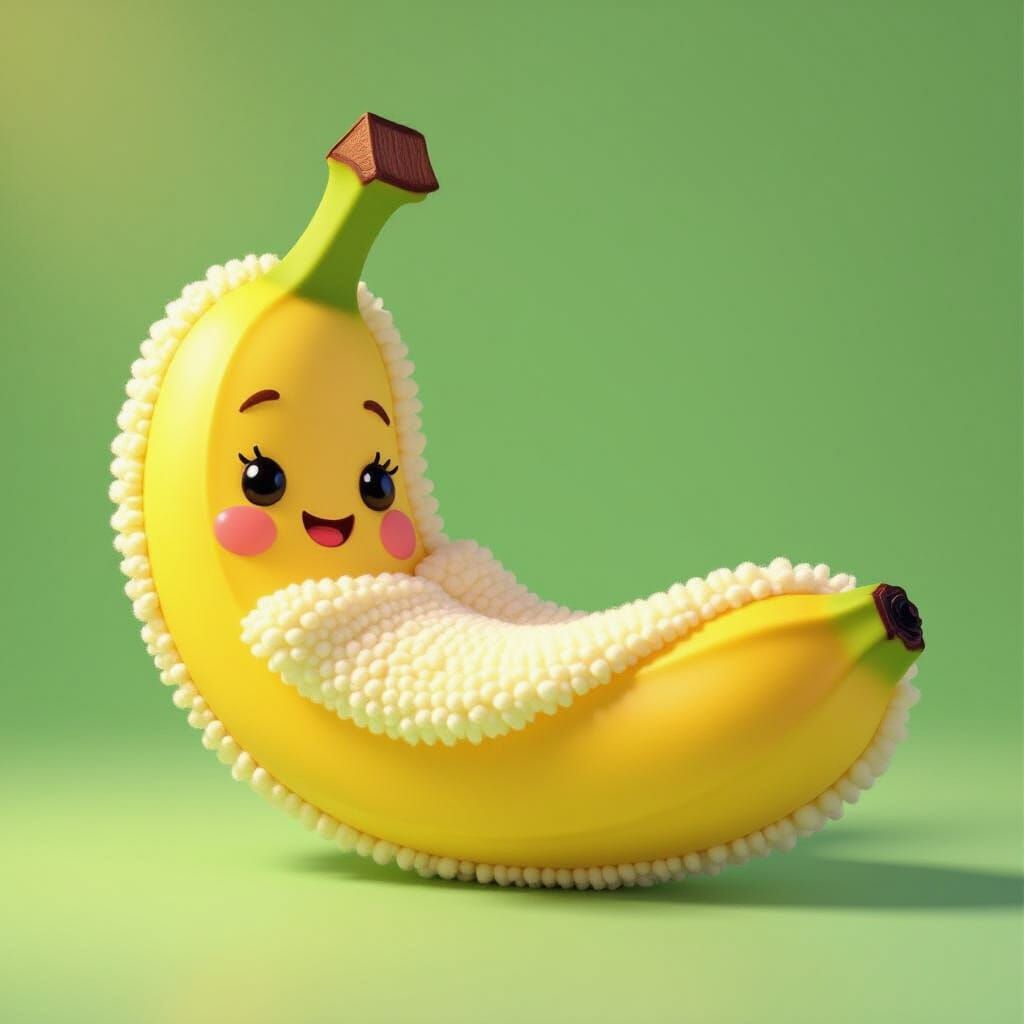 Fluffy Banana with Playful Style in Lush Setting
