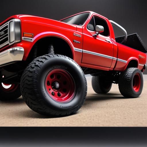 Custom Blood Red 1989 Dodge Hot Wheels Truck