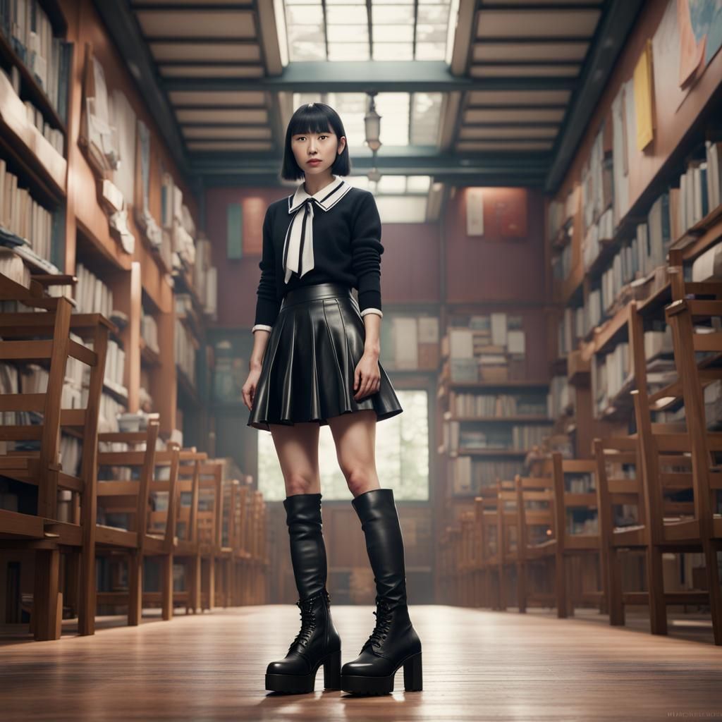 Marie Kondo in PVC Skirt: Matte Painting, 8K