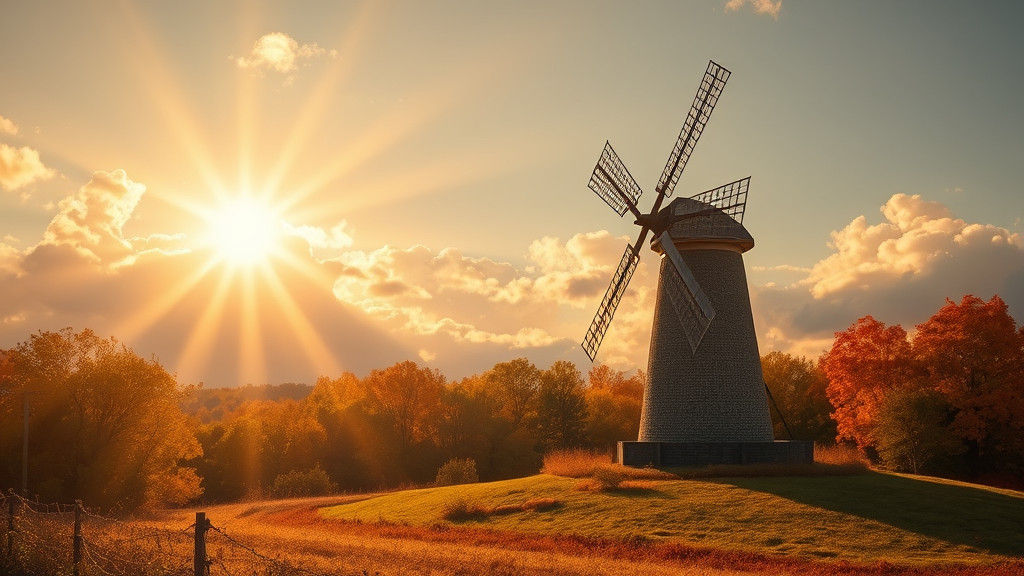 Autumn Windmill in Divine Sunshine