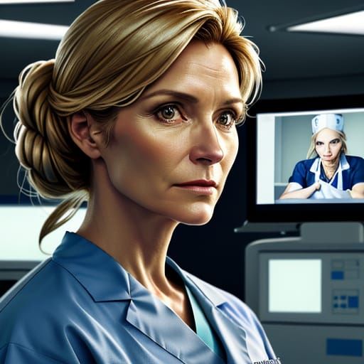Surgeon and Helen Skelton in Hospital Operating Theatre
