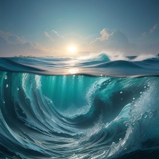 Wave Lovers in Iridescent Underwater Scene