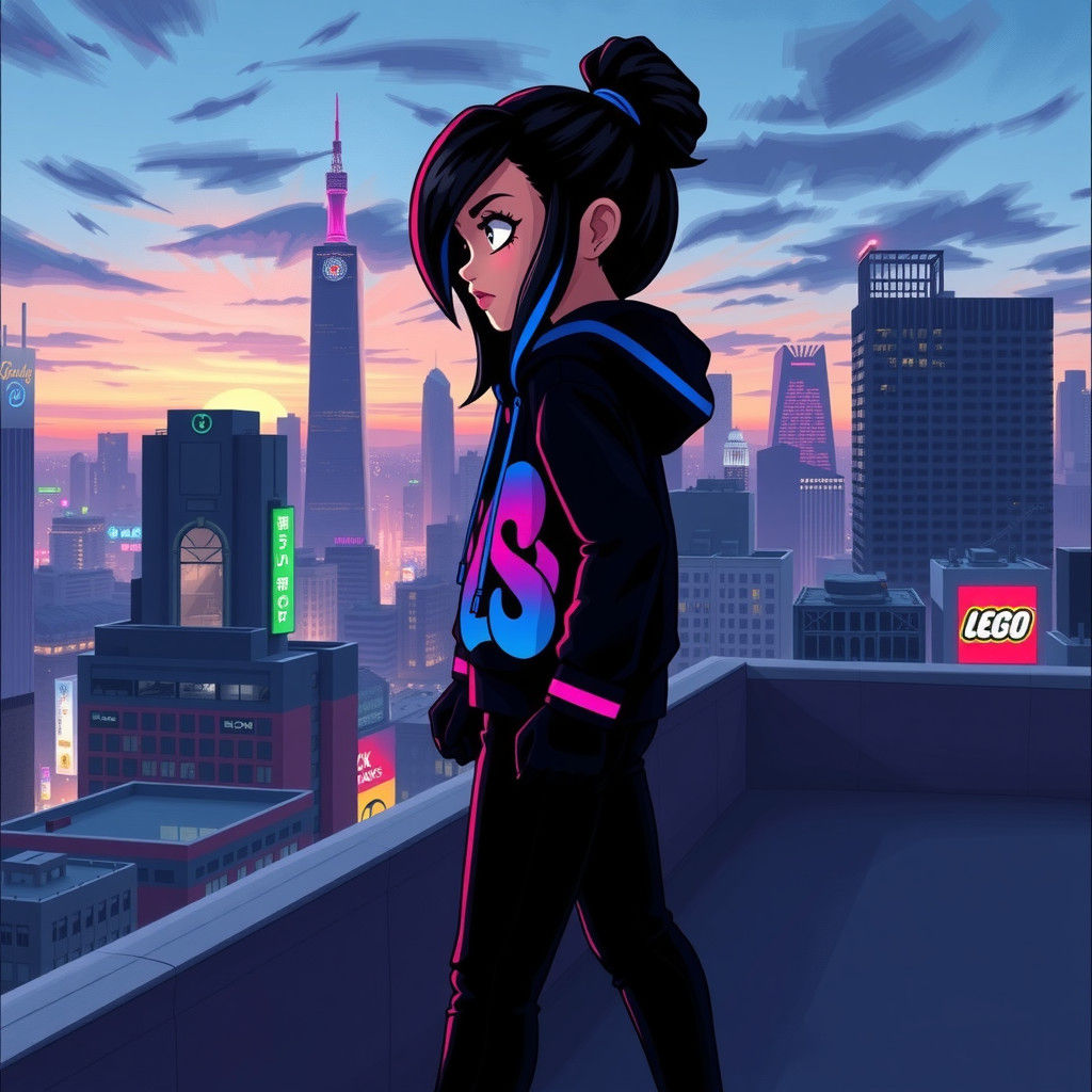 Lucy Gazes at Neon Metropolis in Retro-Futuristic Art