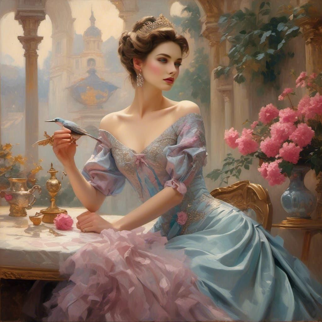 1920s Woman with Peacock Feathers in Bohemian Collage