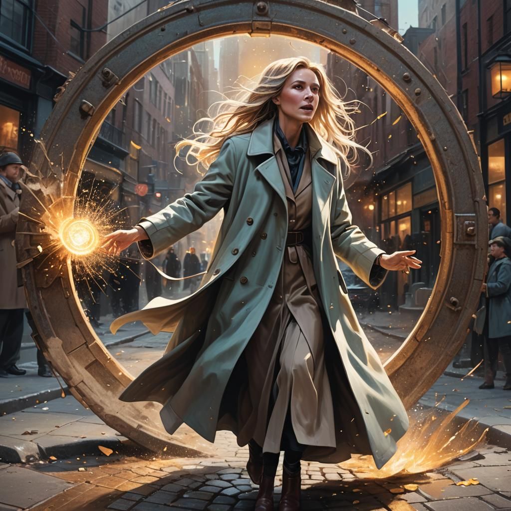 Psychic Woman Defends Gateway in Hyperrealistic Concept Art