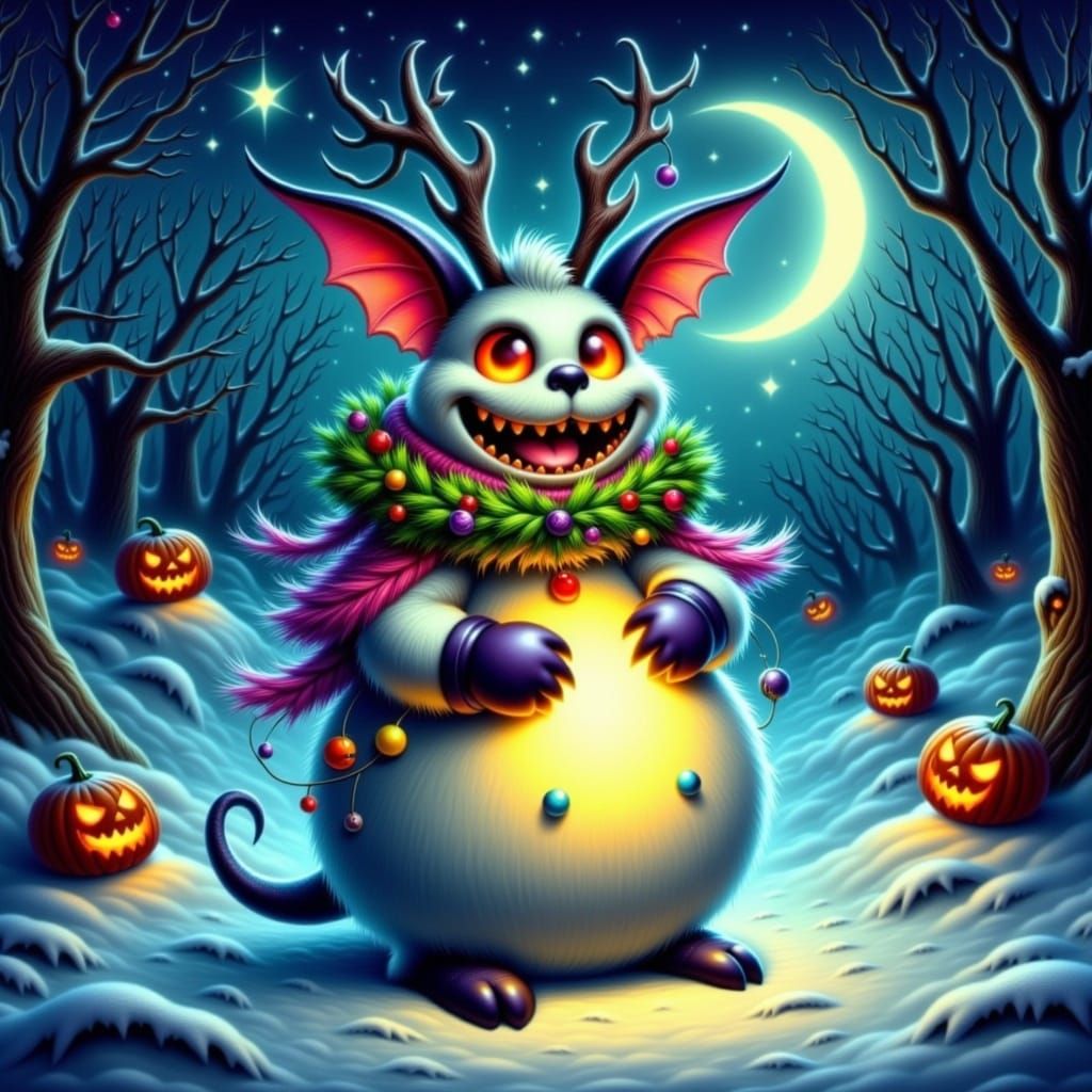 Whimsical Halloween Christmas Hybrid Creature