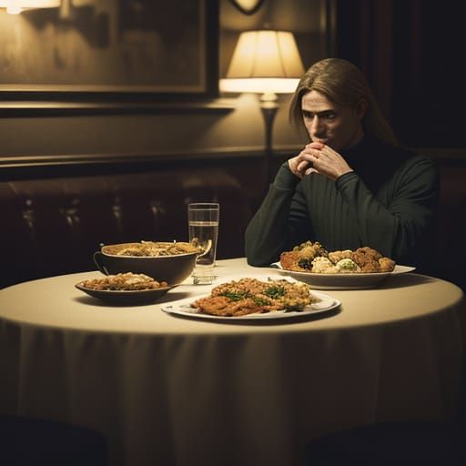 Cinematic Close-Up of a Person Eating in a Warm, Golden-Lit ...