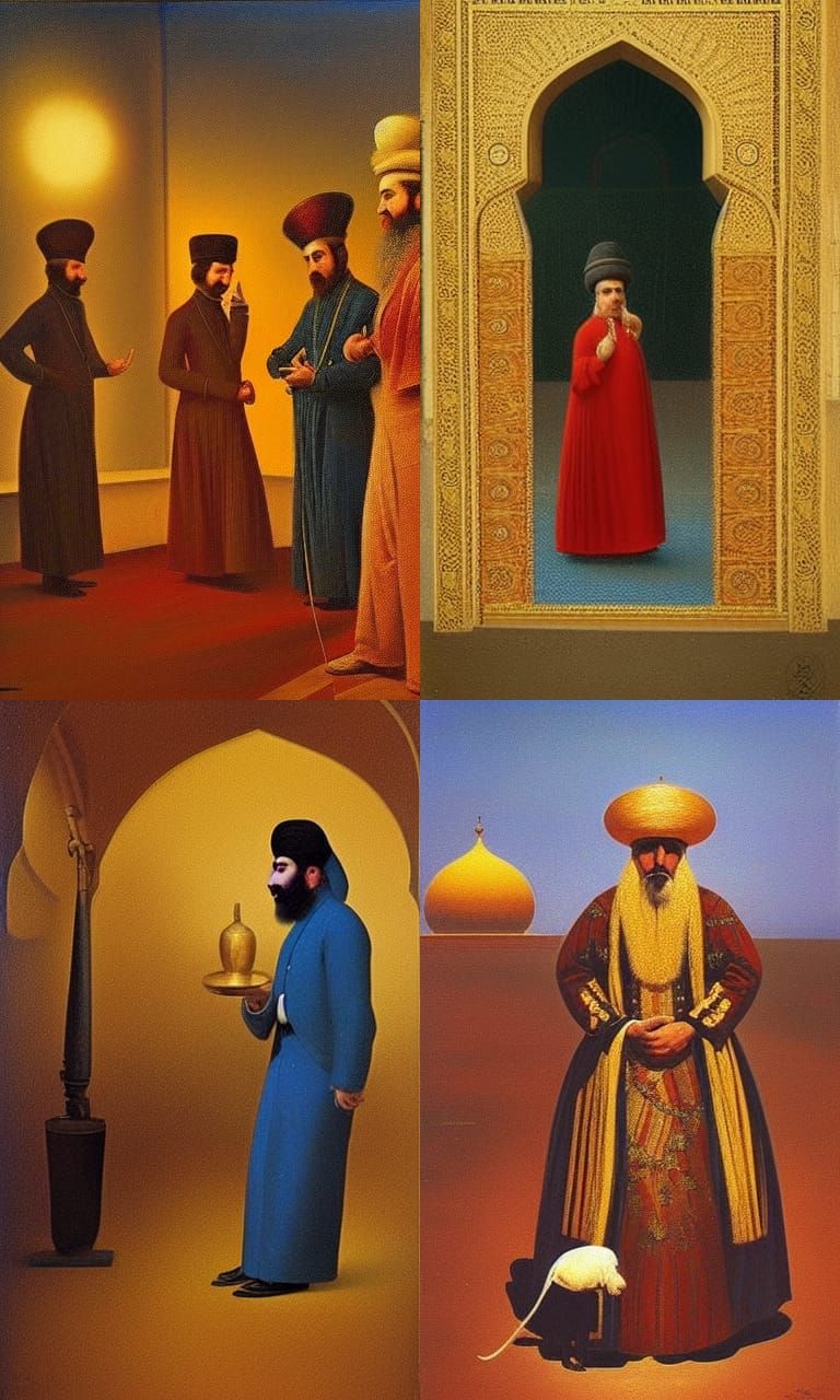 Lonely Partygoer in Qajar Art Style