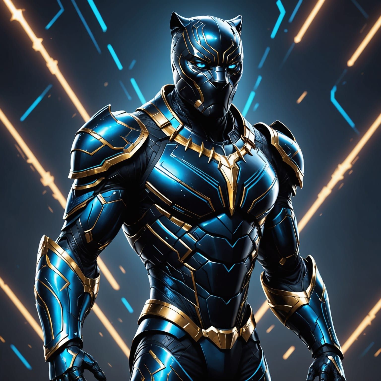 Black Panther Warrior in Futuristic Armor