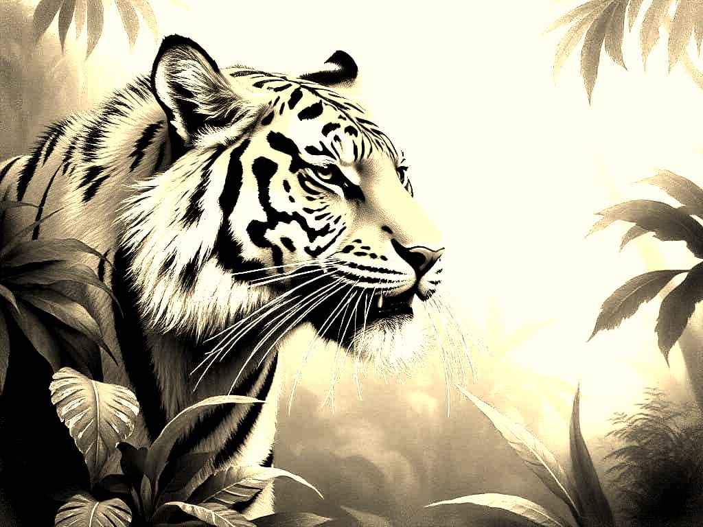 Majestic Jungle Tiger in Vibrant Orange and Black