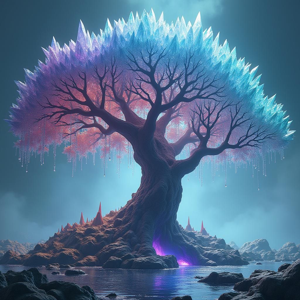 Colossal Crystal Tree: Fantasy Concept Art
