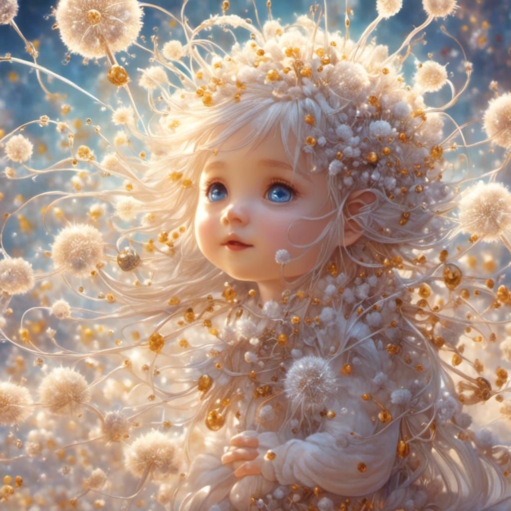 Hyperrealistic Baby Fairy on Glowing Caterpillar