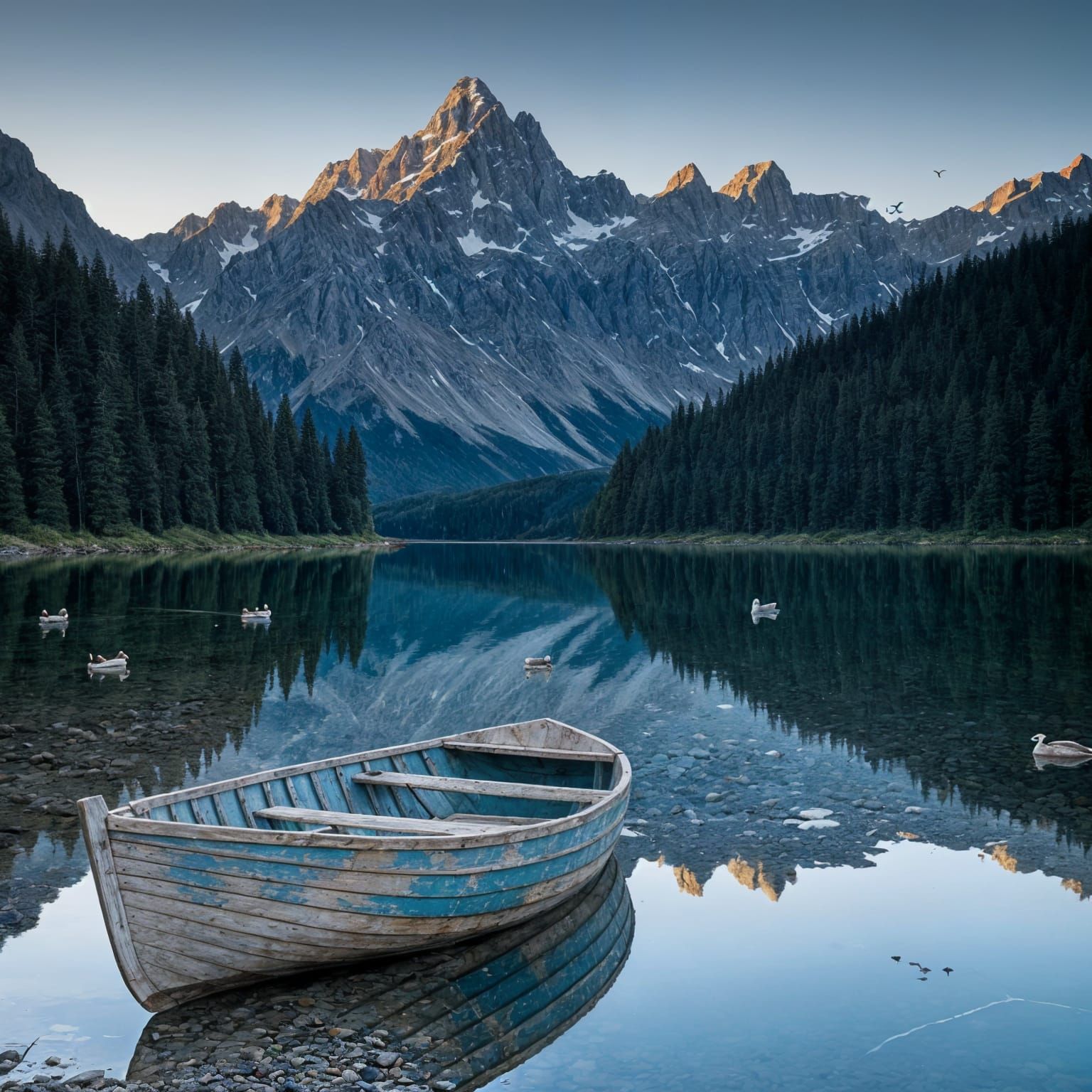 Majestic Mountain Lake Landscape in Soft Morning Light