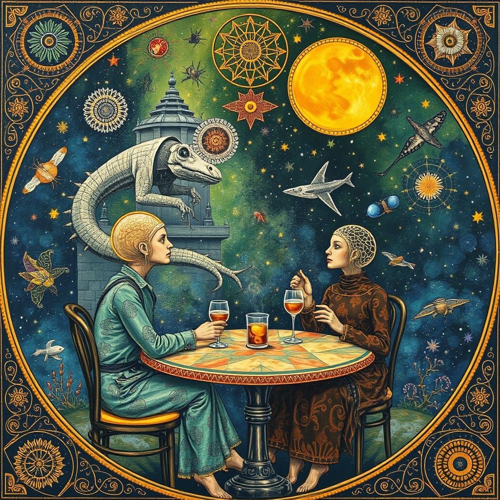 Psychedelic Utopia: Sacred Geometry and Bizarre Creatures