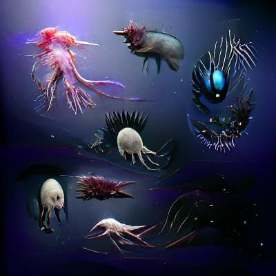 Bioluminescent Deep-Sea Creatures in Abyssal Darkness
