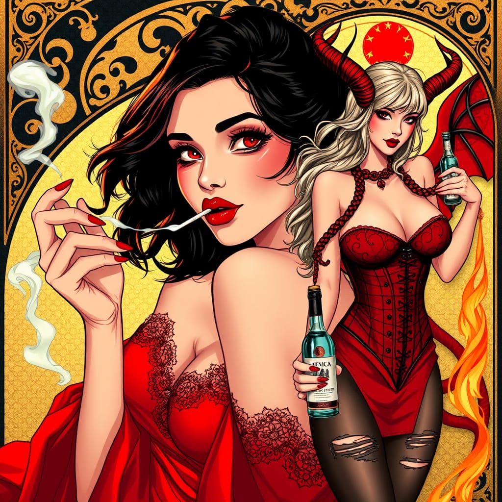 Brunette woman blowing kisses
Emo man smoking a joint 
Stunn...