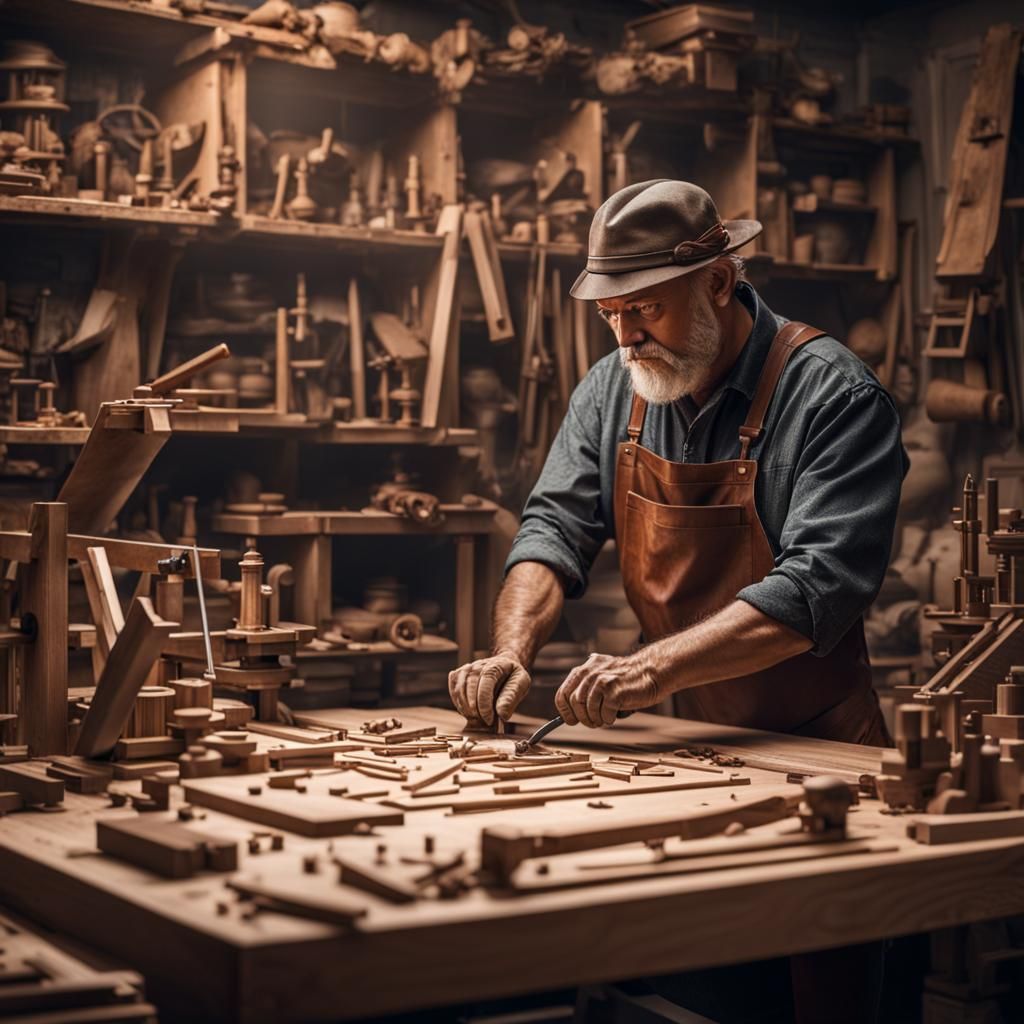 Carpenter Creates Furniture in Workshop: Digital Matte Paint...