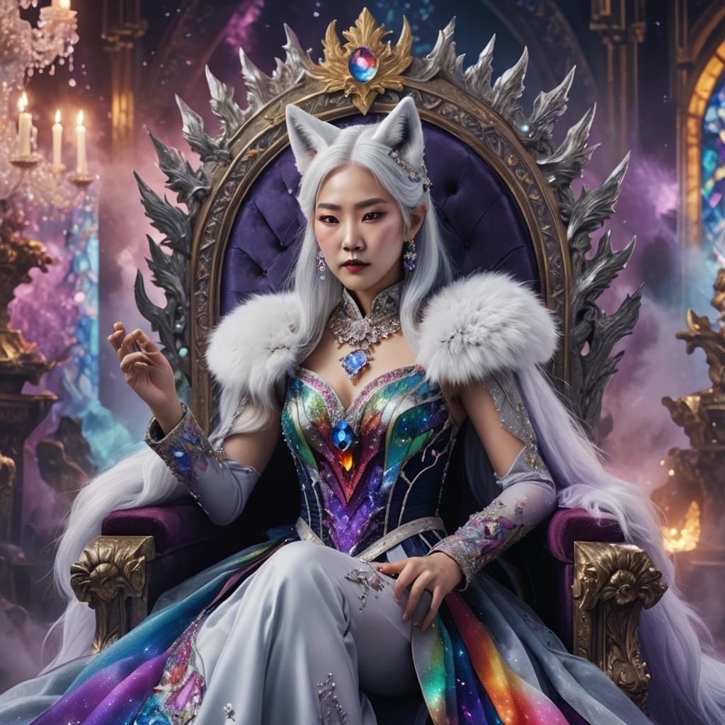 Korean Vampire Queen in Rainbow Crystal Dress