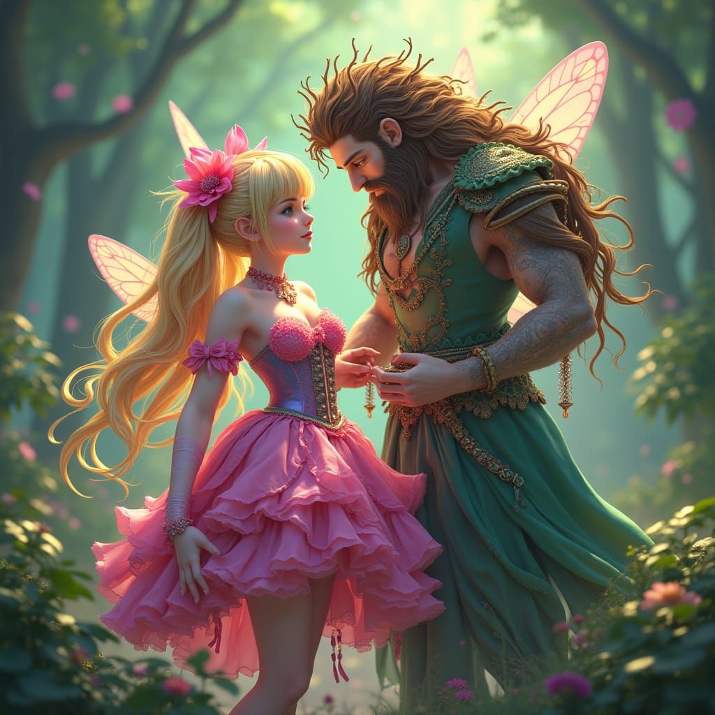 Ancient Forest God Captures Whimsical Fairy Bride in Lush Wo...