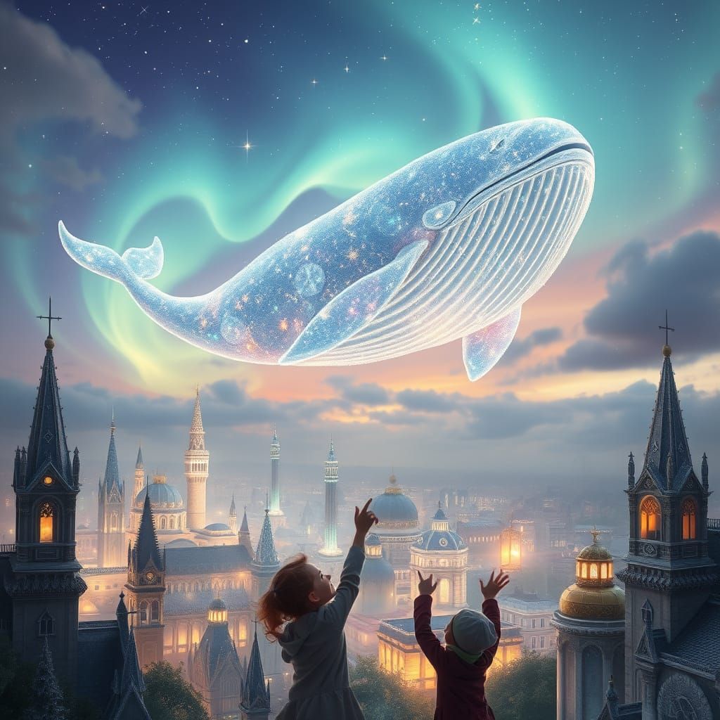 Celestial Whale Glides Through Enchanted Skies