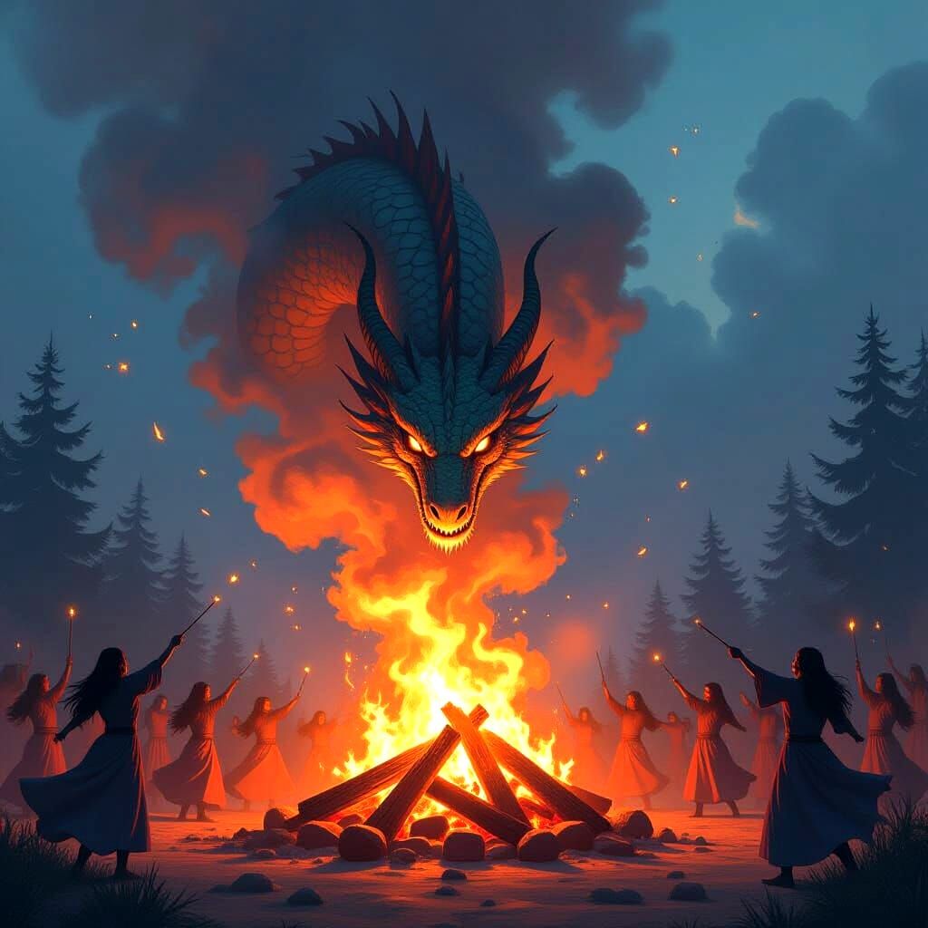 Ethereal Smoke Dragon Digital Painting