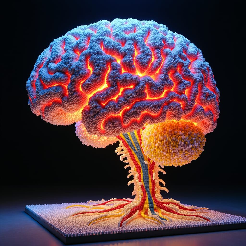 Lego Human Nervous System in Futuristic Style
