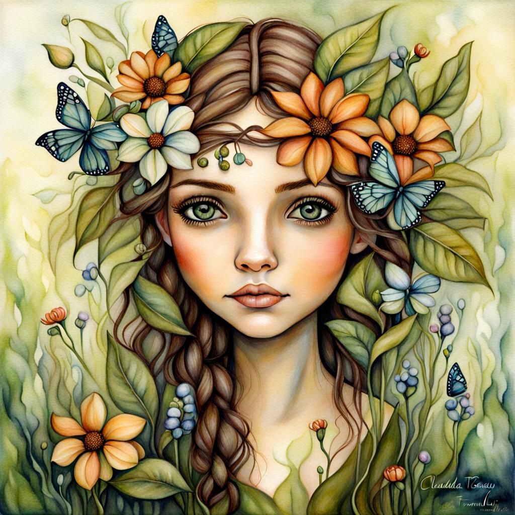 Enchanting Flower Dryad Artwork