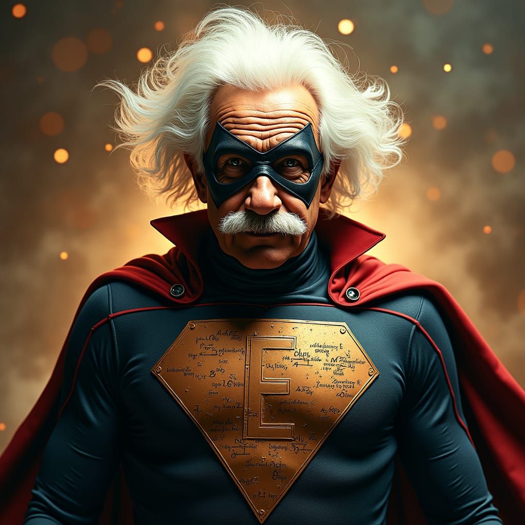 Einstein as Superhero in Comic Book Style