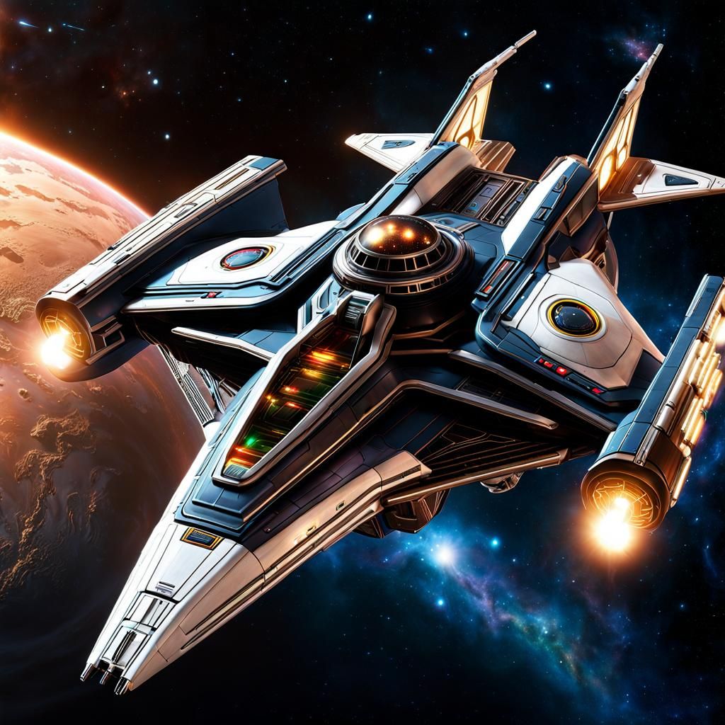 Naboo Royal Cruiser in Space, Hyperrealistic Art