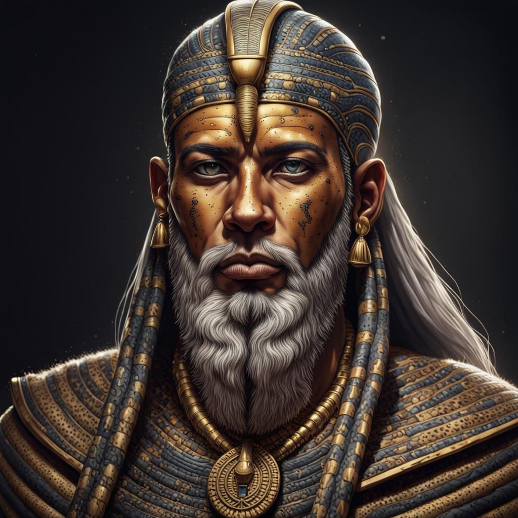 Hyperrealistic Egyptian Pharaoh with Piercing Eyes