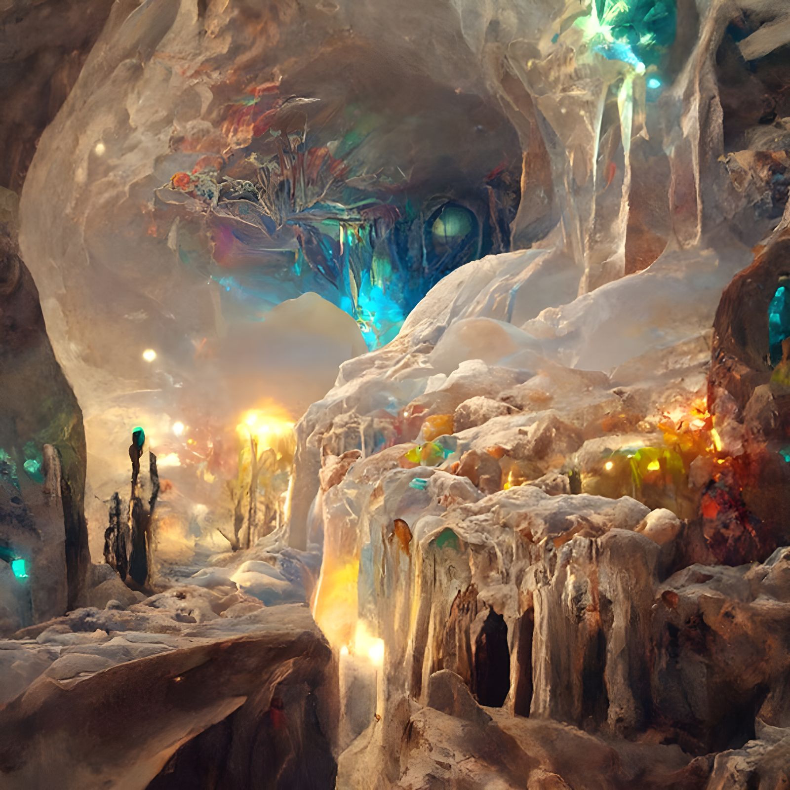 Glowing Alien Winter Landscape in a Cave