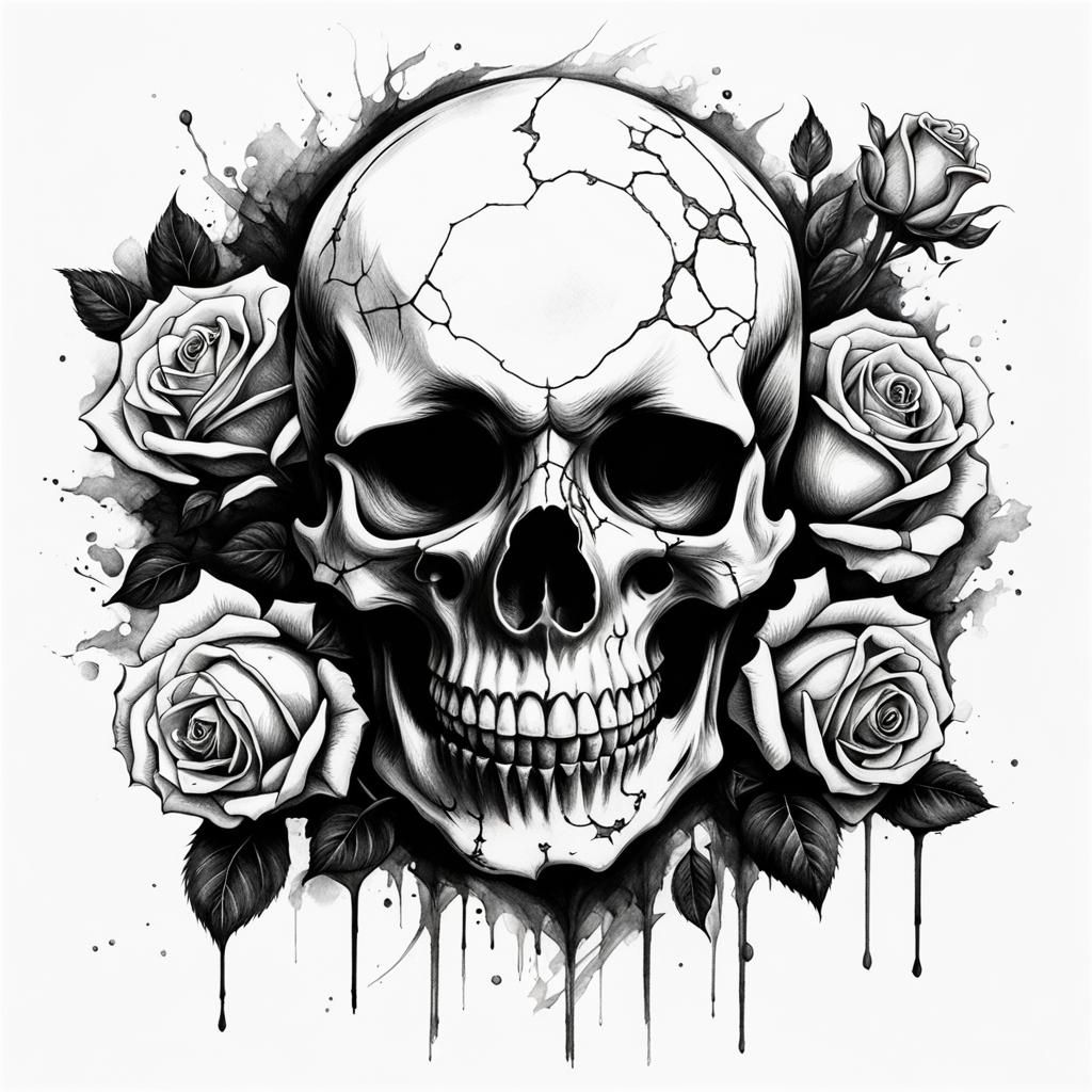 Ink Skull in Elegant Black and White