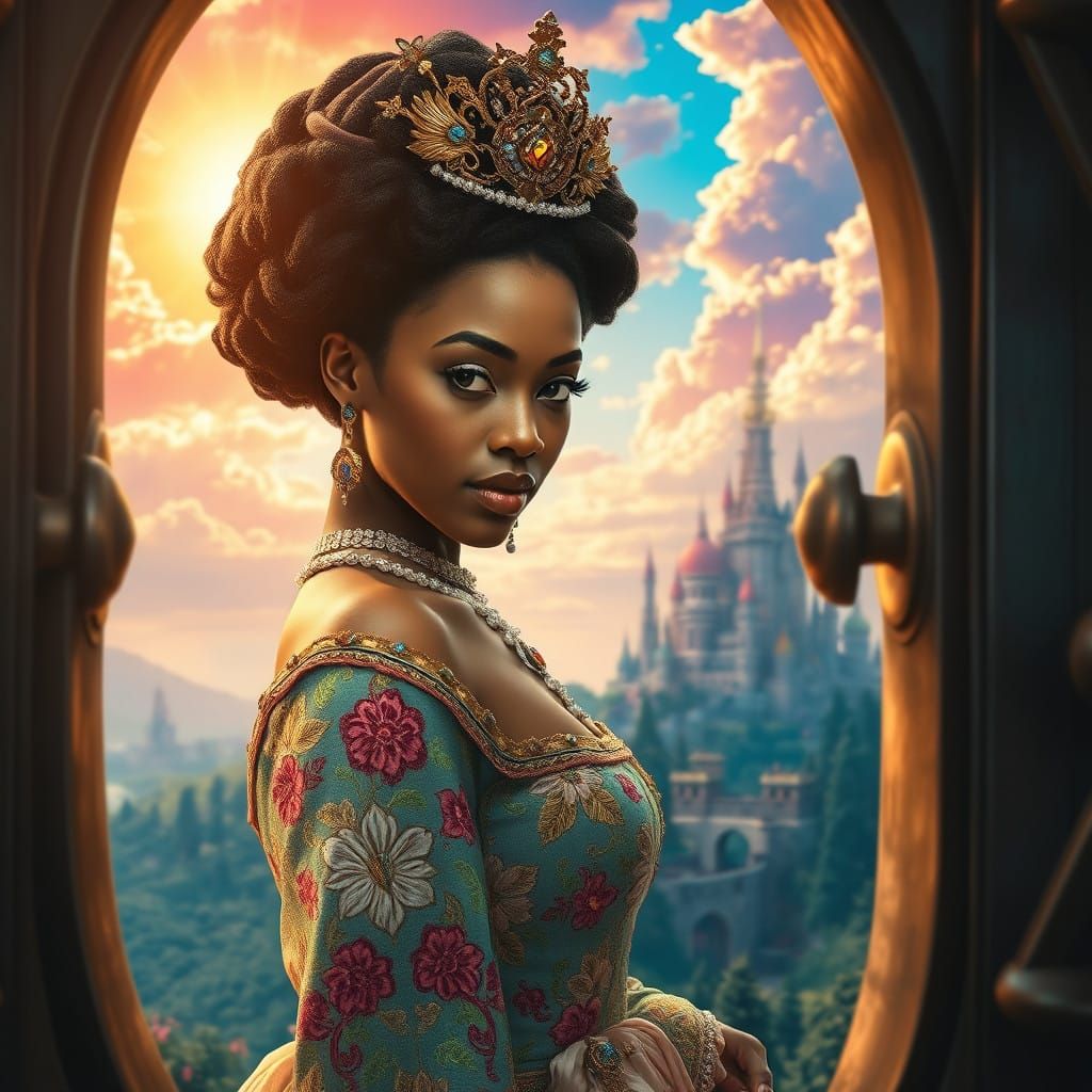 Hyperrealistic Fairytale Kingdom Peek Through Keyhole