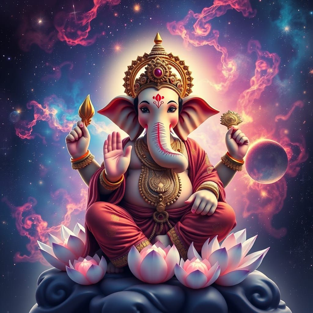 Ganesha in Cosmic Embroidery