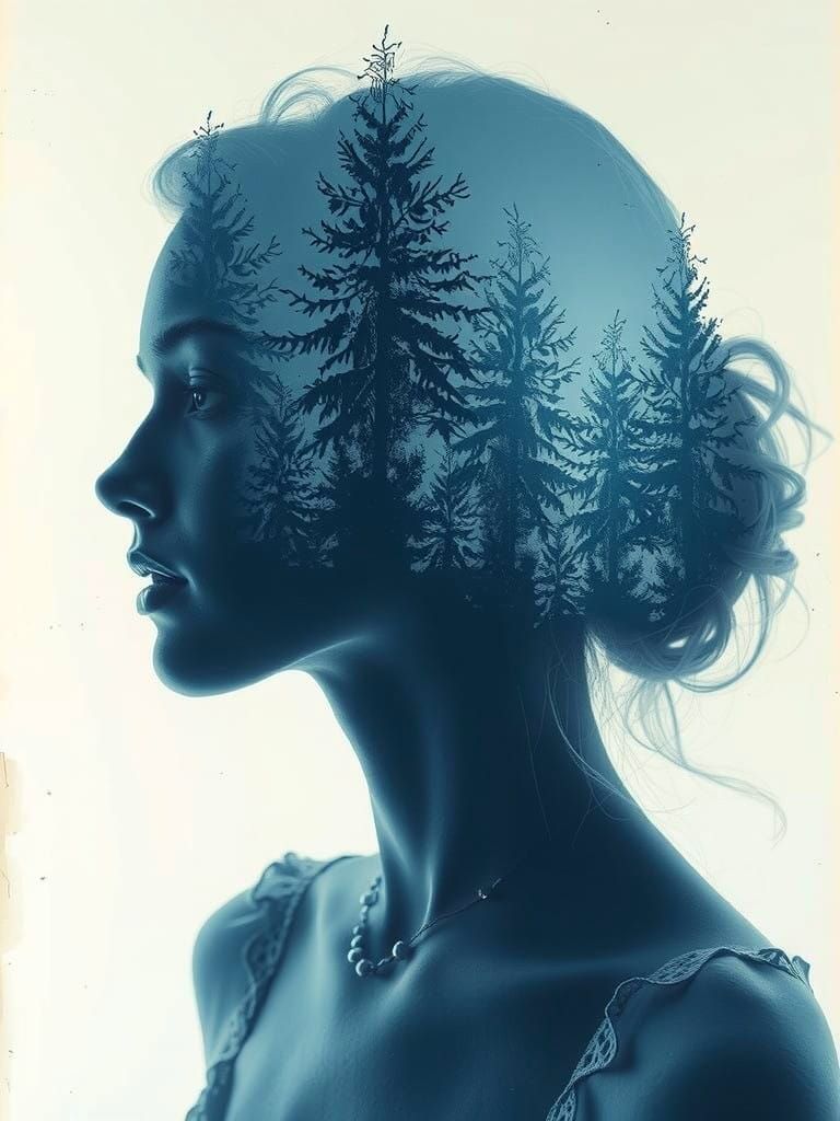 Ethereal Forest Serenade in Cyanotype