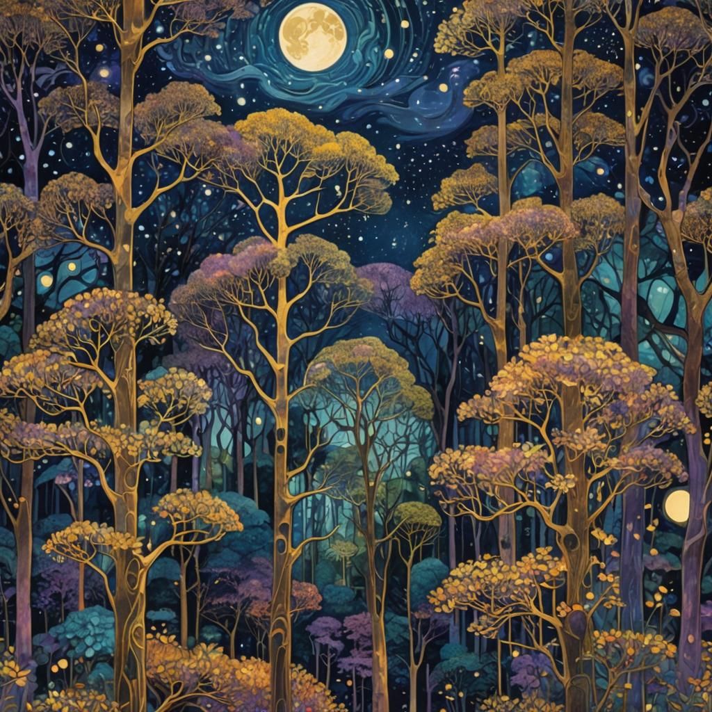Surreal Art Deco Landscape Embodies Gustav Klimt's Golden Pe...