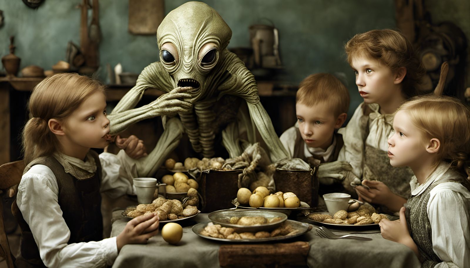 Exotic Alien Feast in Fantastic Realism Style