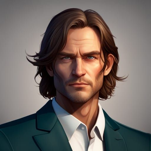 Detailed Portrait of Man with Brown Hair