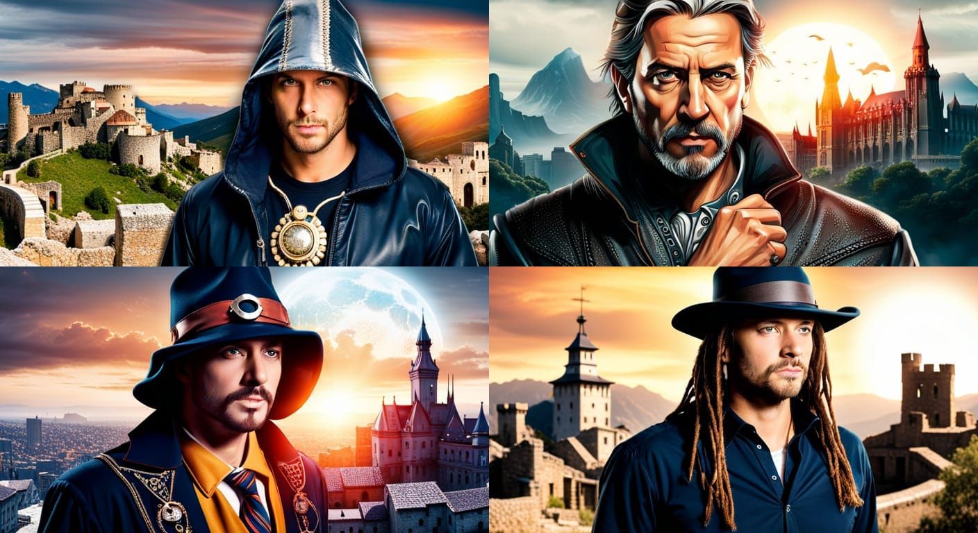 Wizard Warlock Portrait with Magic Spell