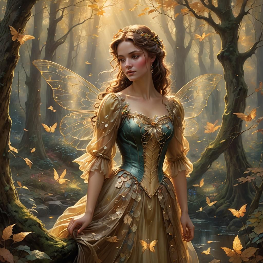 Enchanted Forest Fairy in Romantic Realism Style