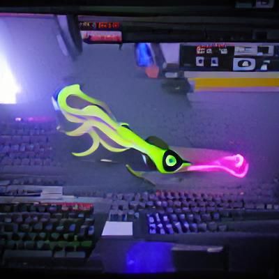 Bioluminescent Squid in the Deep Sea