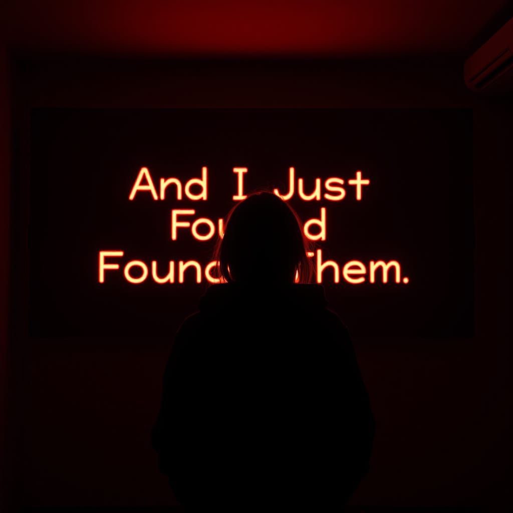 Mysterious Dystopian Woman Stands Before Neon-Lit Black Scre...