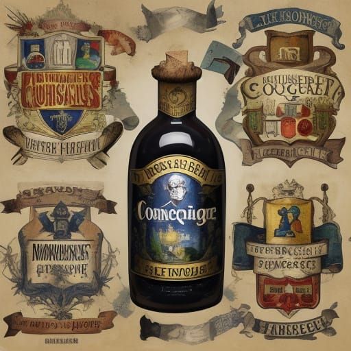 Whimsical Bottle of Mouse Courage Potions in Pop Art Style