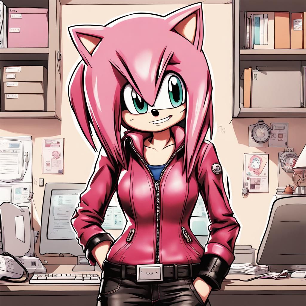 Amy Rose in Office, Anime Style