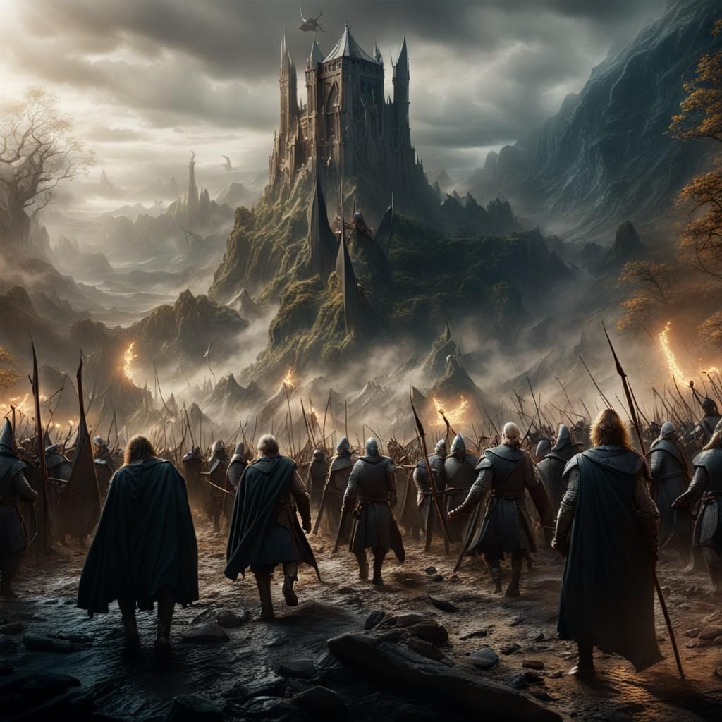 Epic Battle Scene: Detailed Matte Painting in 8K