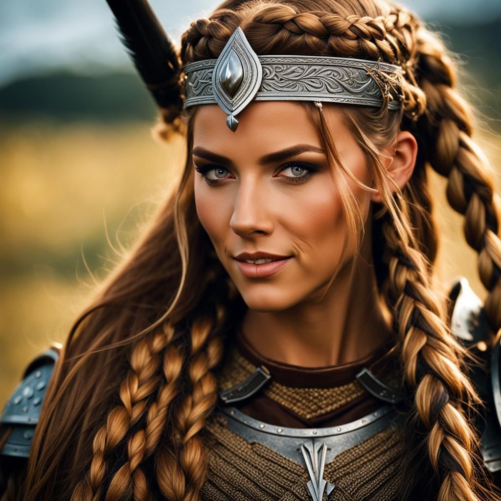 Sensual Viking Warrior on Battlefield, in Anime Style