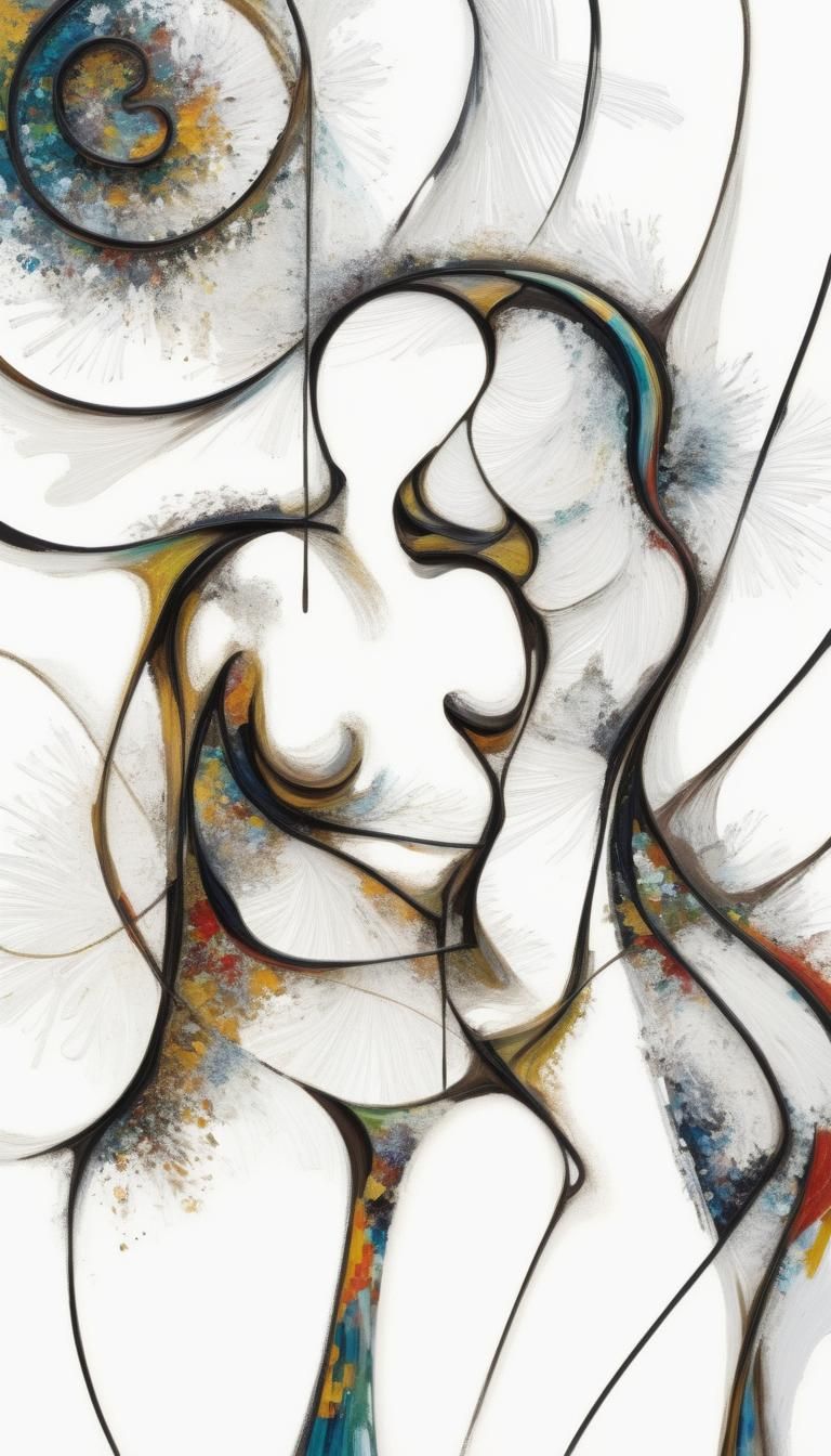 Abstract Humanoid Shape in Neo-Impressionist Style